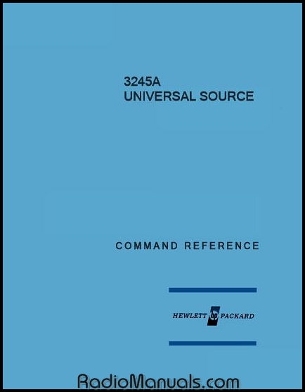 HP 3245A Command Reference Manual HP 3245A Command Reference Manual